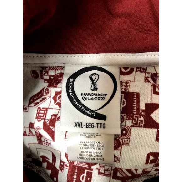 FIFA World Cup Mens Hoodie Sweatshirt Size XXL Licensed 2022 Black Burgundy - Picture 5 of 6